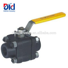 Three Piece Handle 1/2 Inch 3000 Psi Grinding Machine Forged Steel Screw Thread Ball Valve Dimension